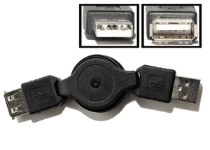 USB 2.0 Extension Cable: Retractable: 0.9-meter (3 feet): A-male to A-female